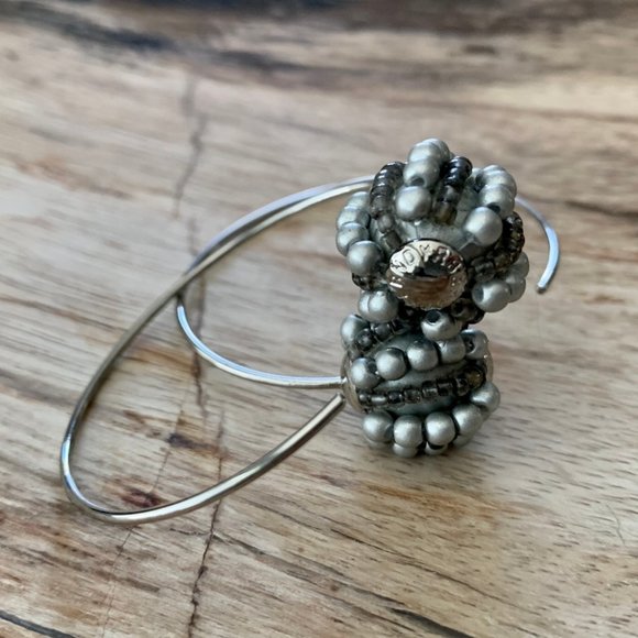 Dyrberg/Kern Spinn silver beaded hoop earrings - Picture 3 of 3